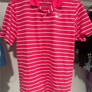 Nike Pink Striped Polo Shirt